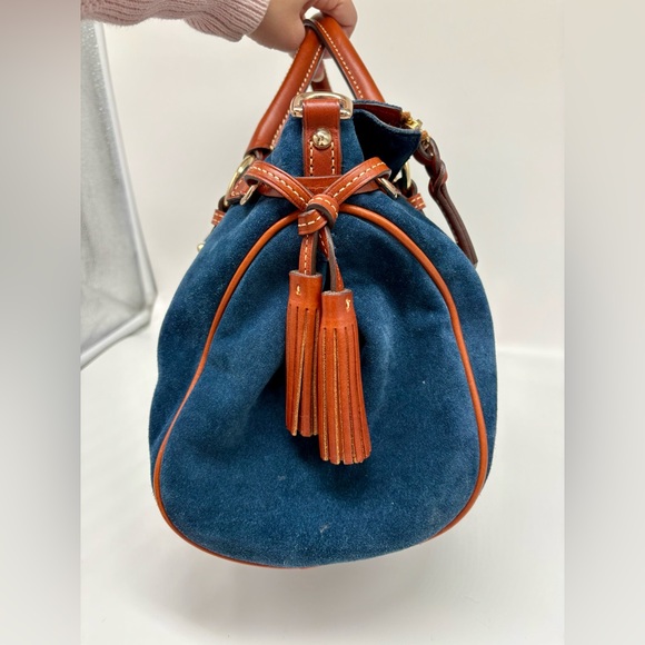 Dooney Bourke RARE Blue Suede Nubuck Satchel in Large - Picture 6 of 9